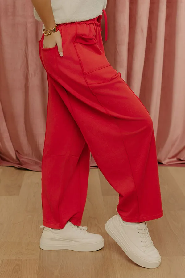 High Waist Relaxed Barrel Leg Baggy Drawstring Elastic Waist Pants