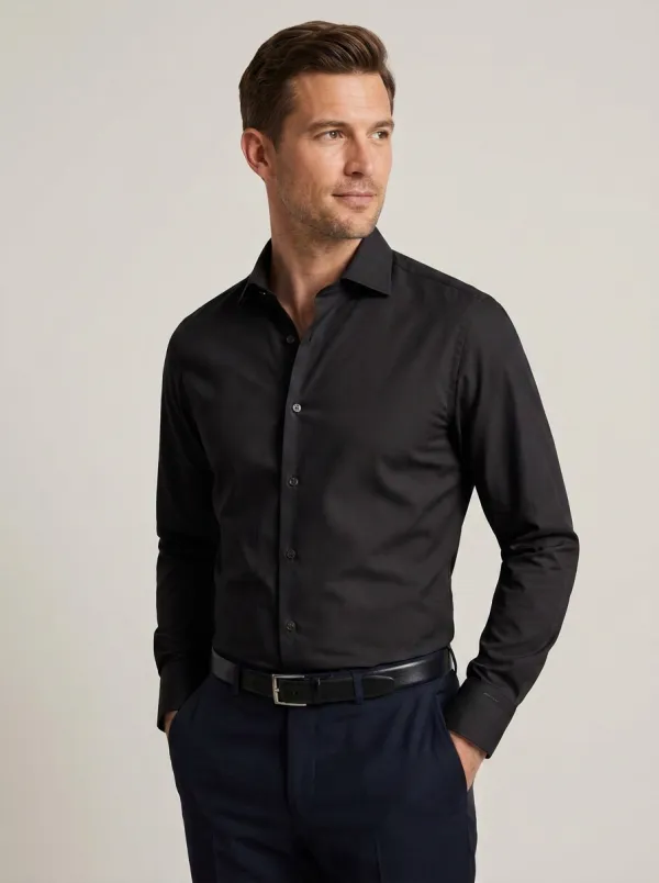 Men's Business Casual Non-Iron Cotton Light Blue Dress Shirt