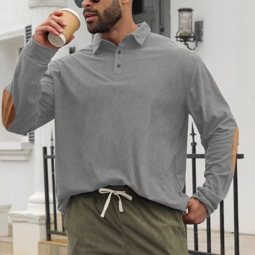 Contemporary Button Placket Long Sleeve Polo Shirt