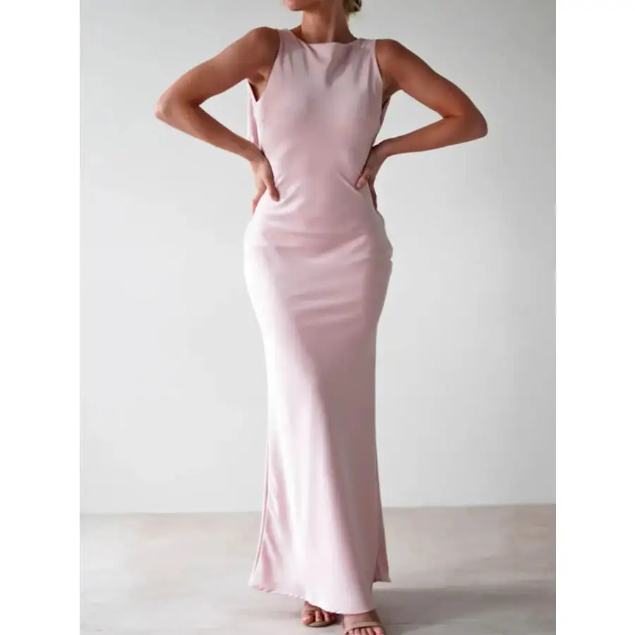 Satin Sleeveless Maxi Dress