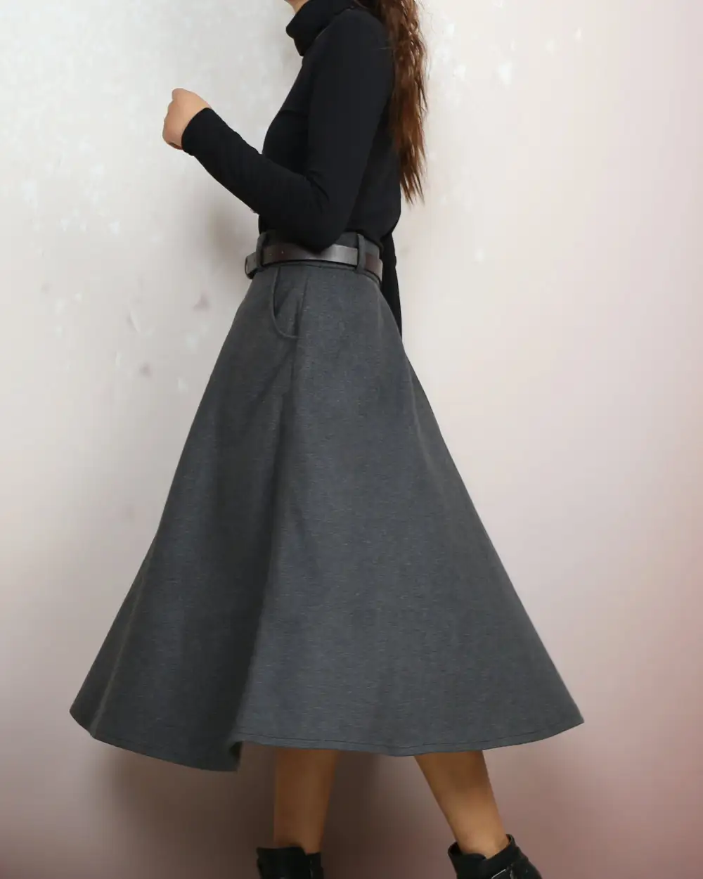 Everyday Belted Wool Maxi Skirt