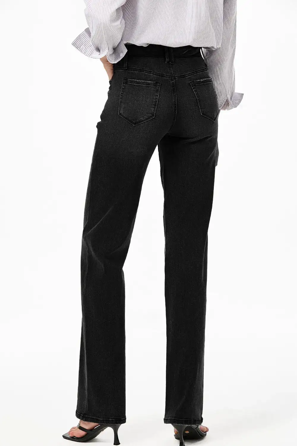 High Waisted Wide Leg Vintage Wash Denim Jeans