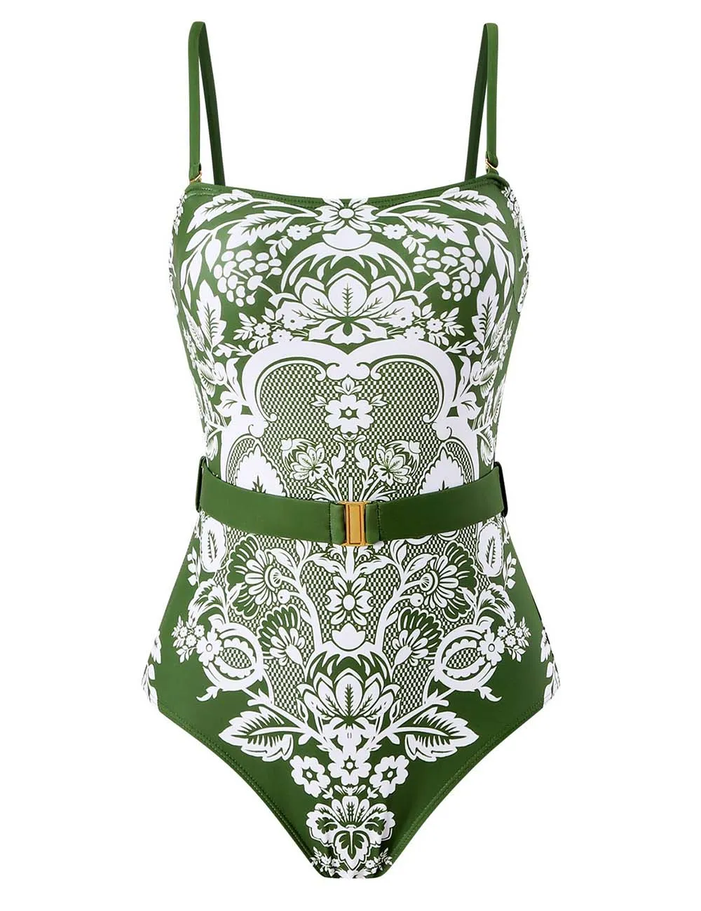 String Shoulder One Piece Swimwear with Sarong