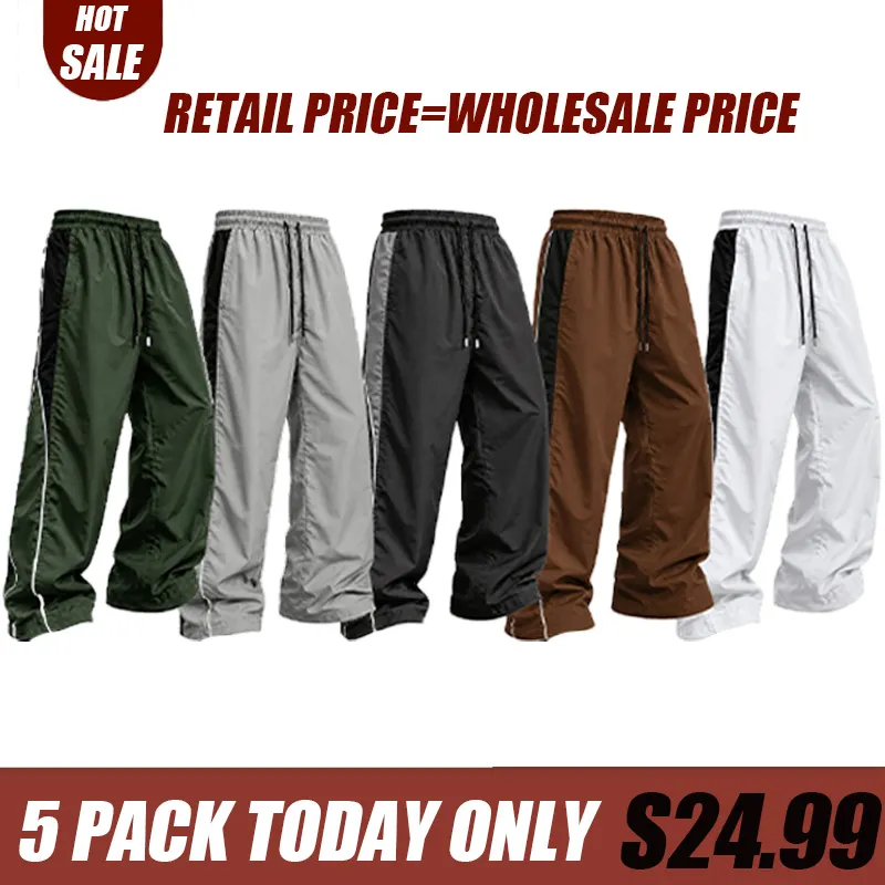 Men's American street-style wide-leg casual trousers