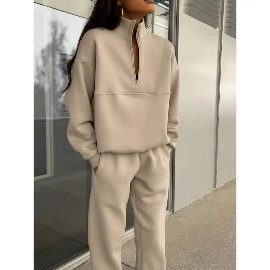 Half Zip Sweatshirt and Pants Set
