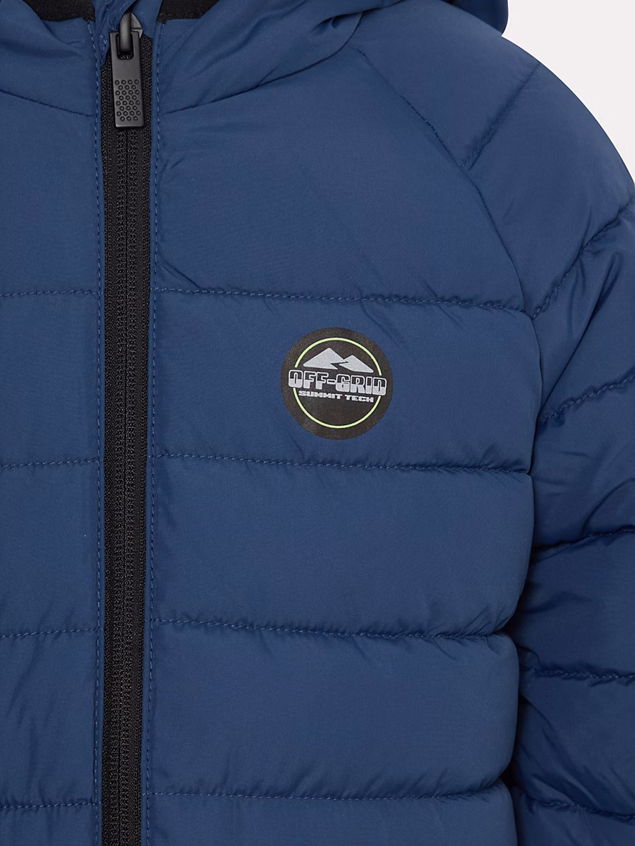 Navy Midweight Hooded Padded Jacket detail 1