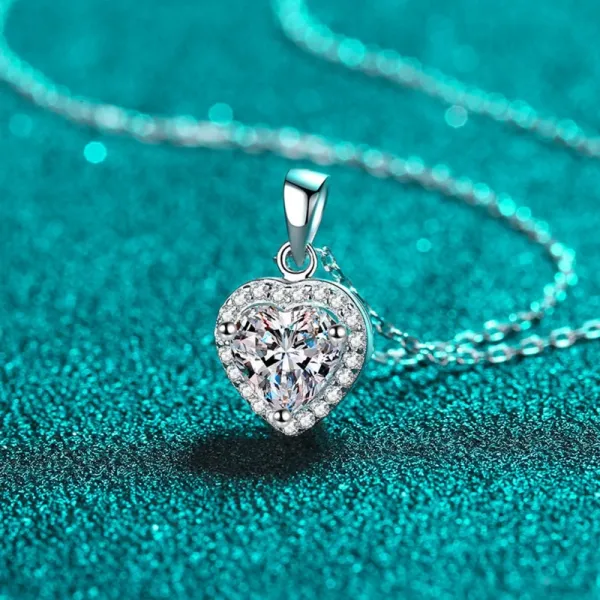 2 Carat Moissanite 925 Sterling Silver Heart Pendant