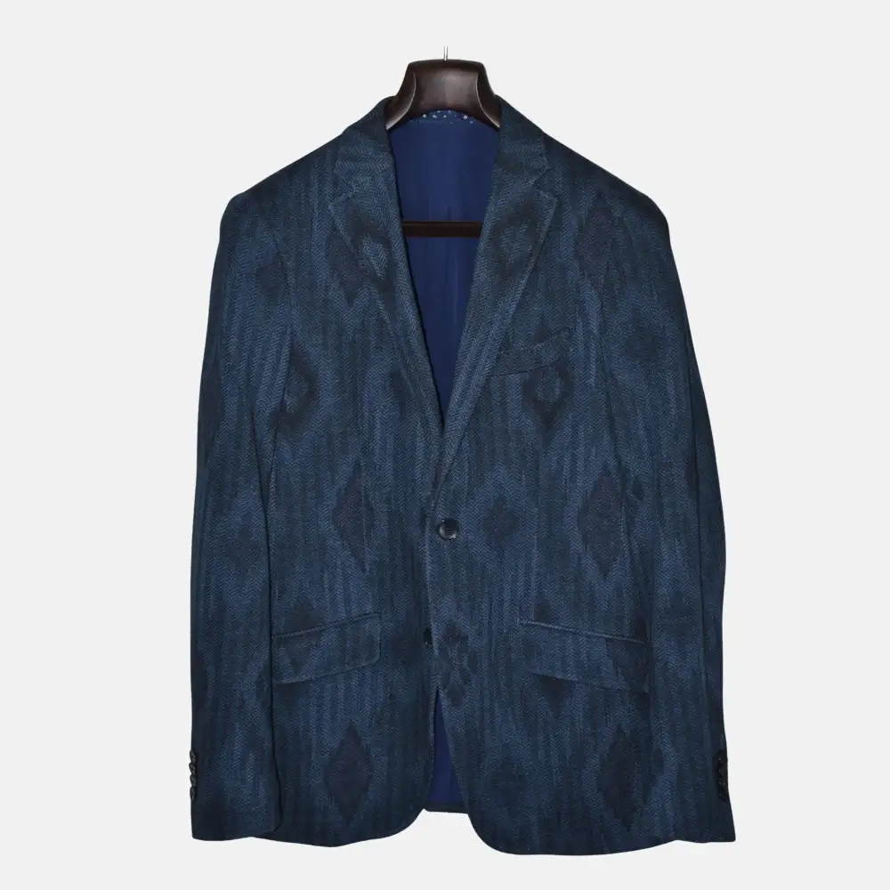 Herringbone Patterned Cotton Blazer Jacket