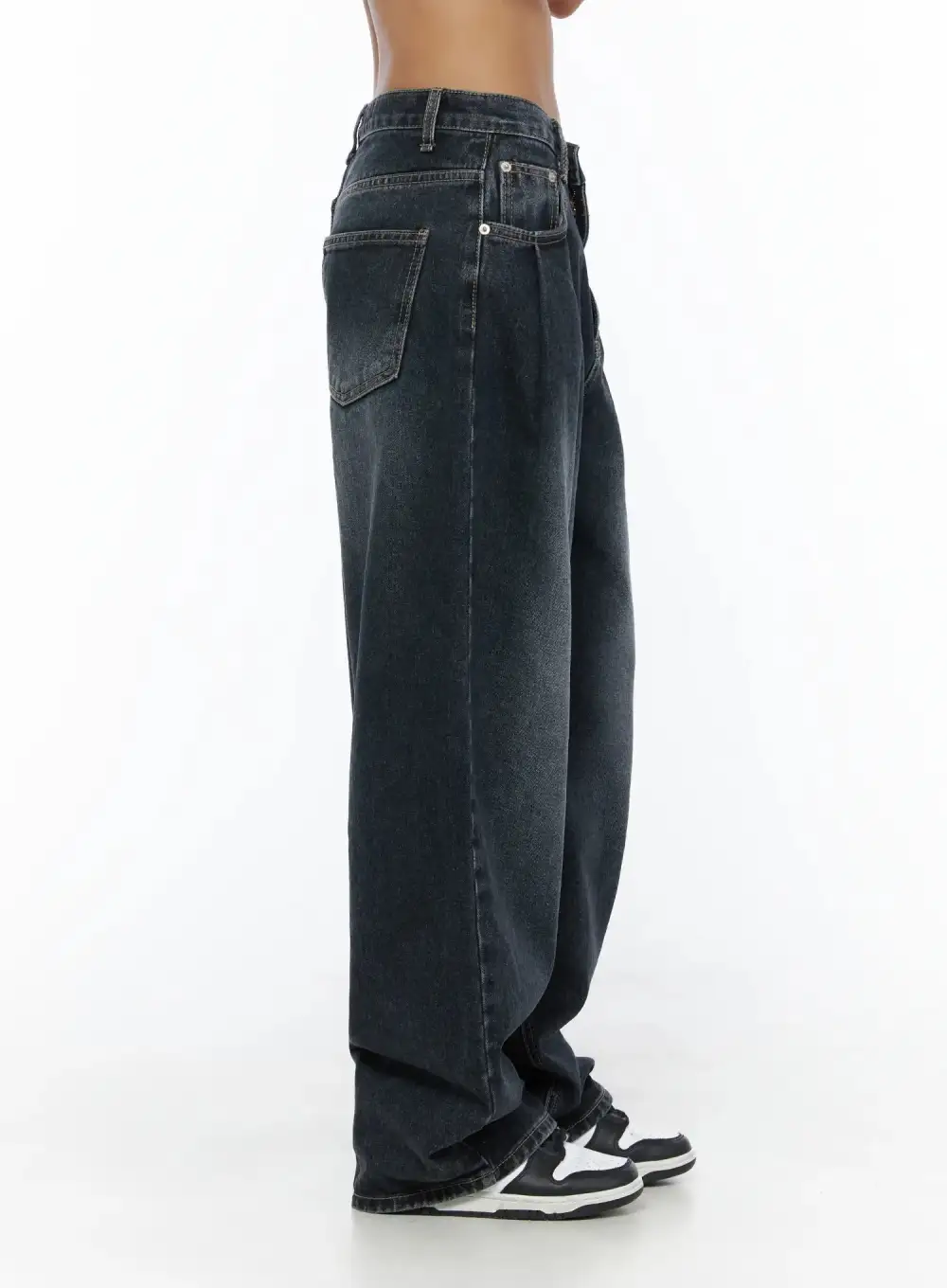 Wide-Fit Pintuck Jeans
