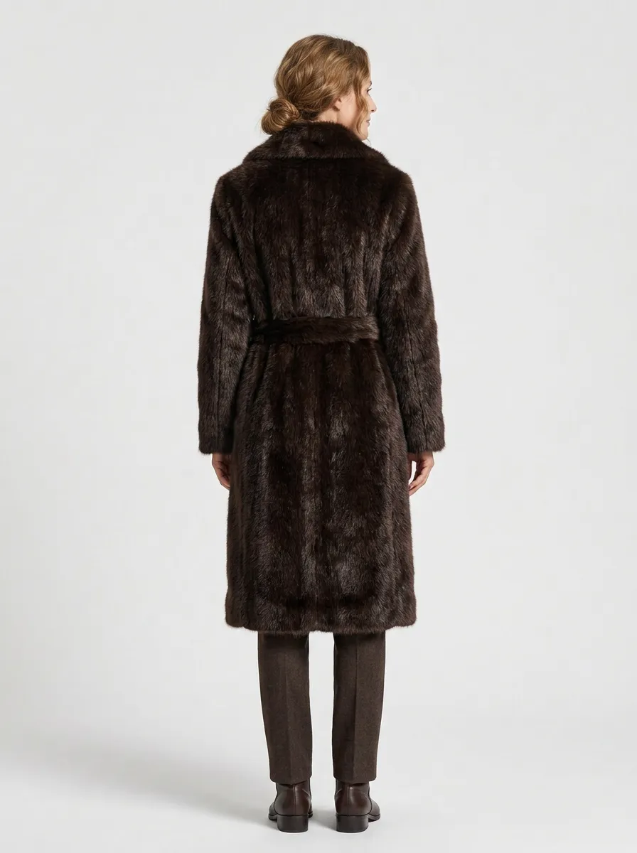 Casual Belted Faux Fur Coat