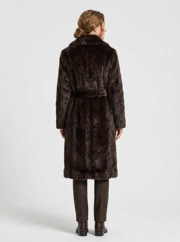 Casual Belted Faux Fur Coat