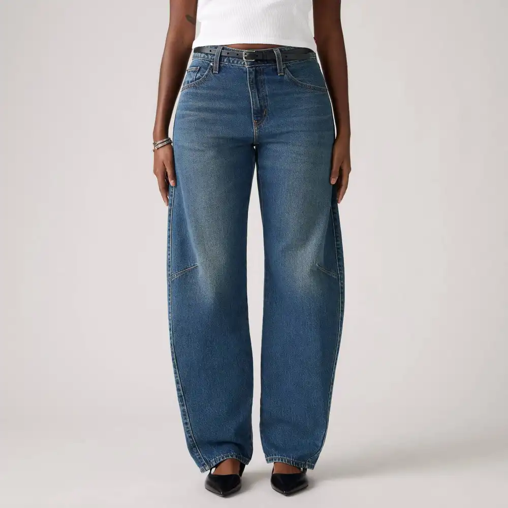 Barrel-Leg Mid-Rise Women's Jeans