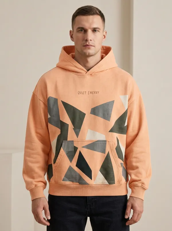Men's Everyday Quiet Energy Geometric Pattern Print Hoodie