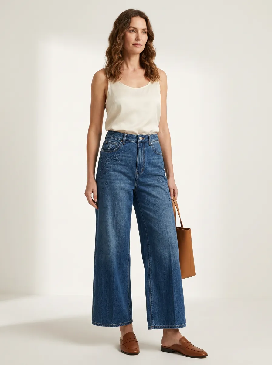 Women's Wide Leg Casual Denim Jeans