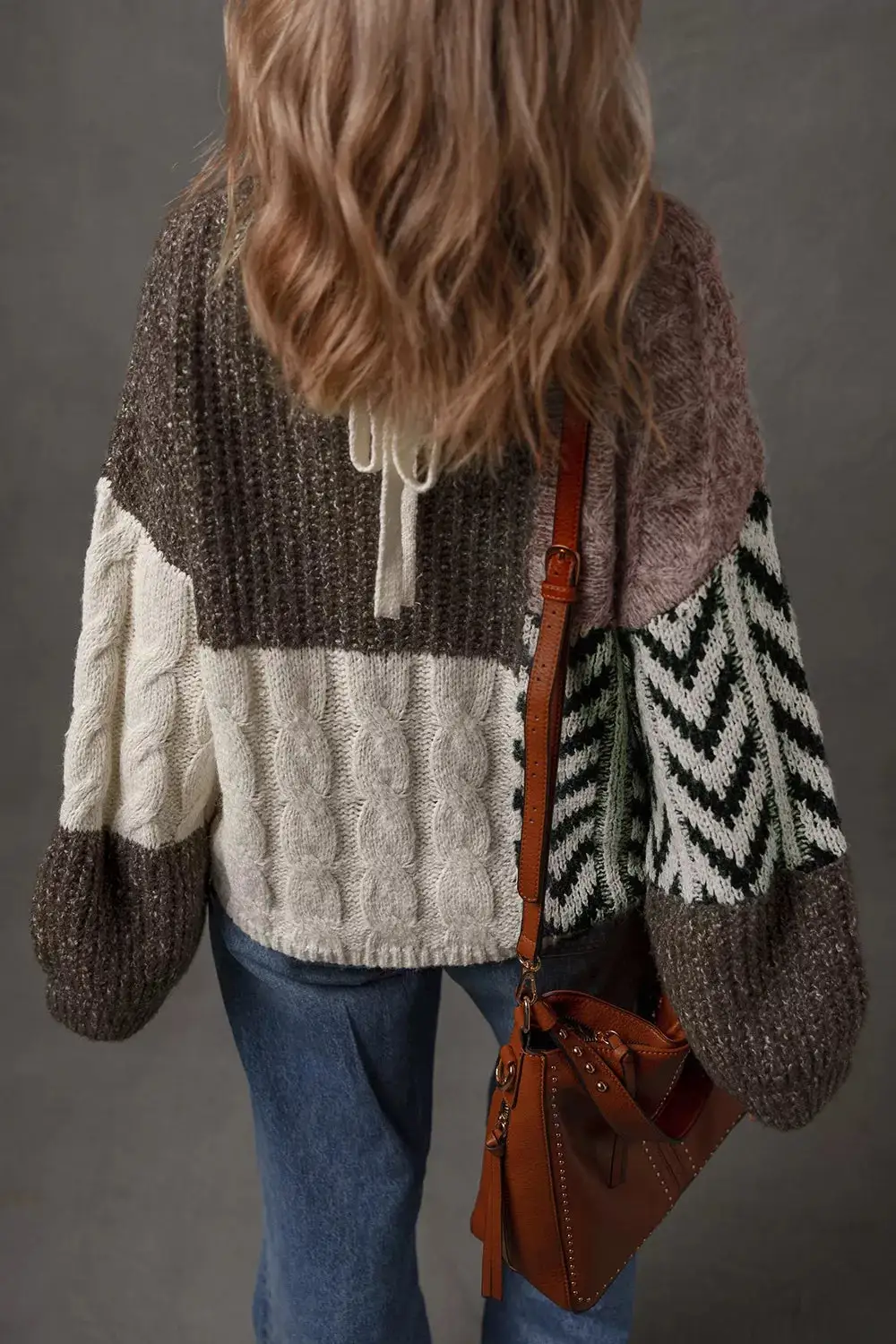 Cable Knit Color Block Sweater
