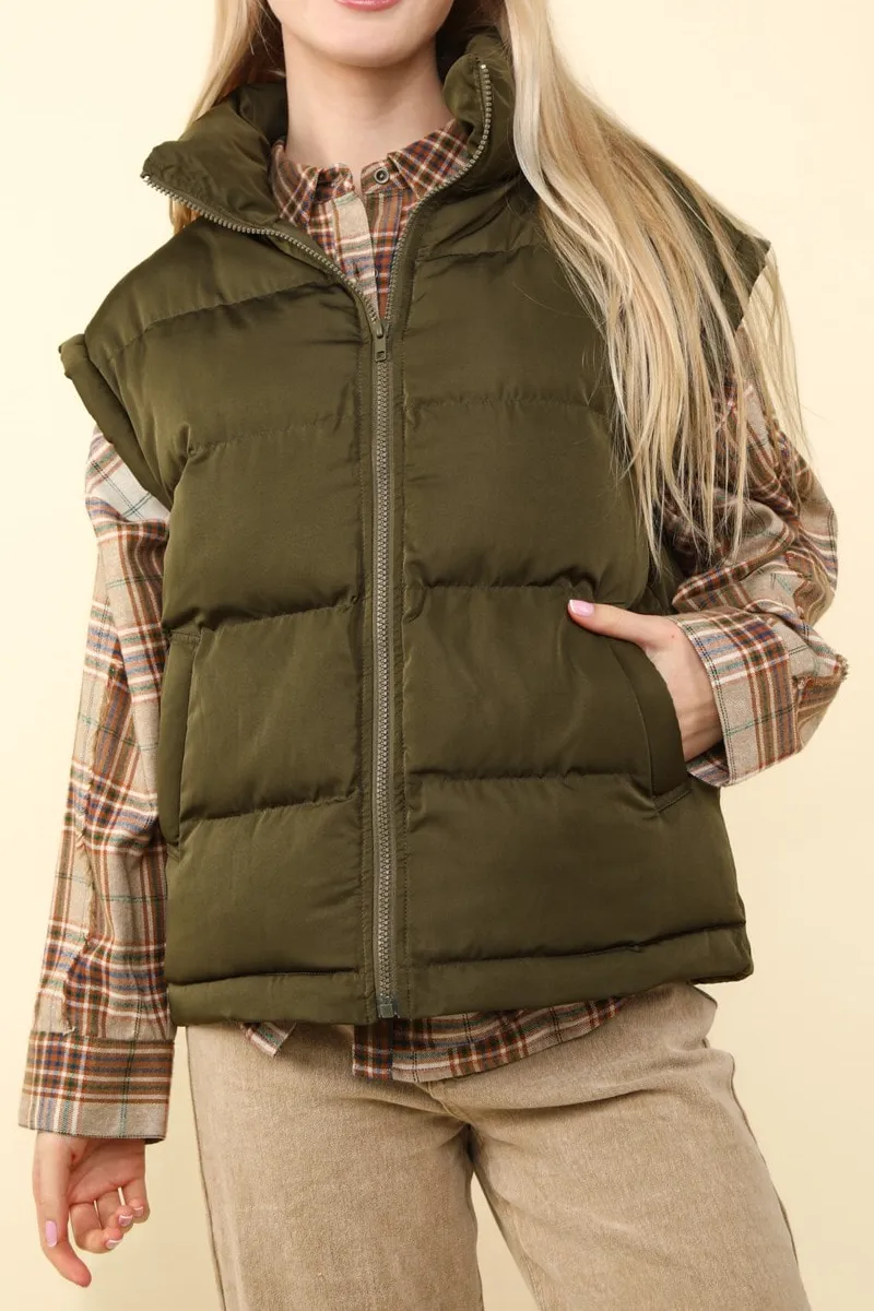 High Neck Layering Puffer Vest