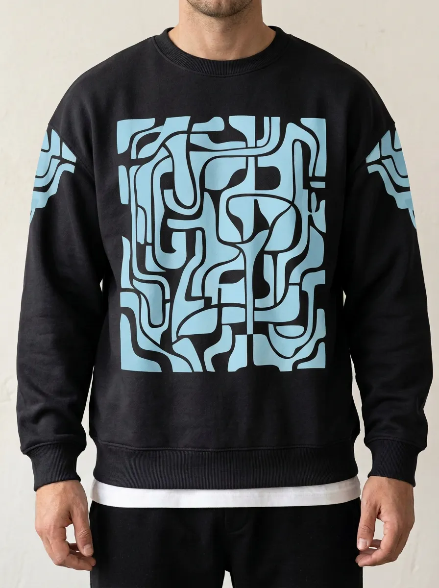 Men's Abstract Art Geometric Pattern Printed Sweatshirt