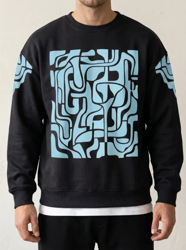 Men's Abstract Art Geometric Pattern Printed Sweatshirt