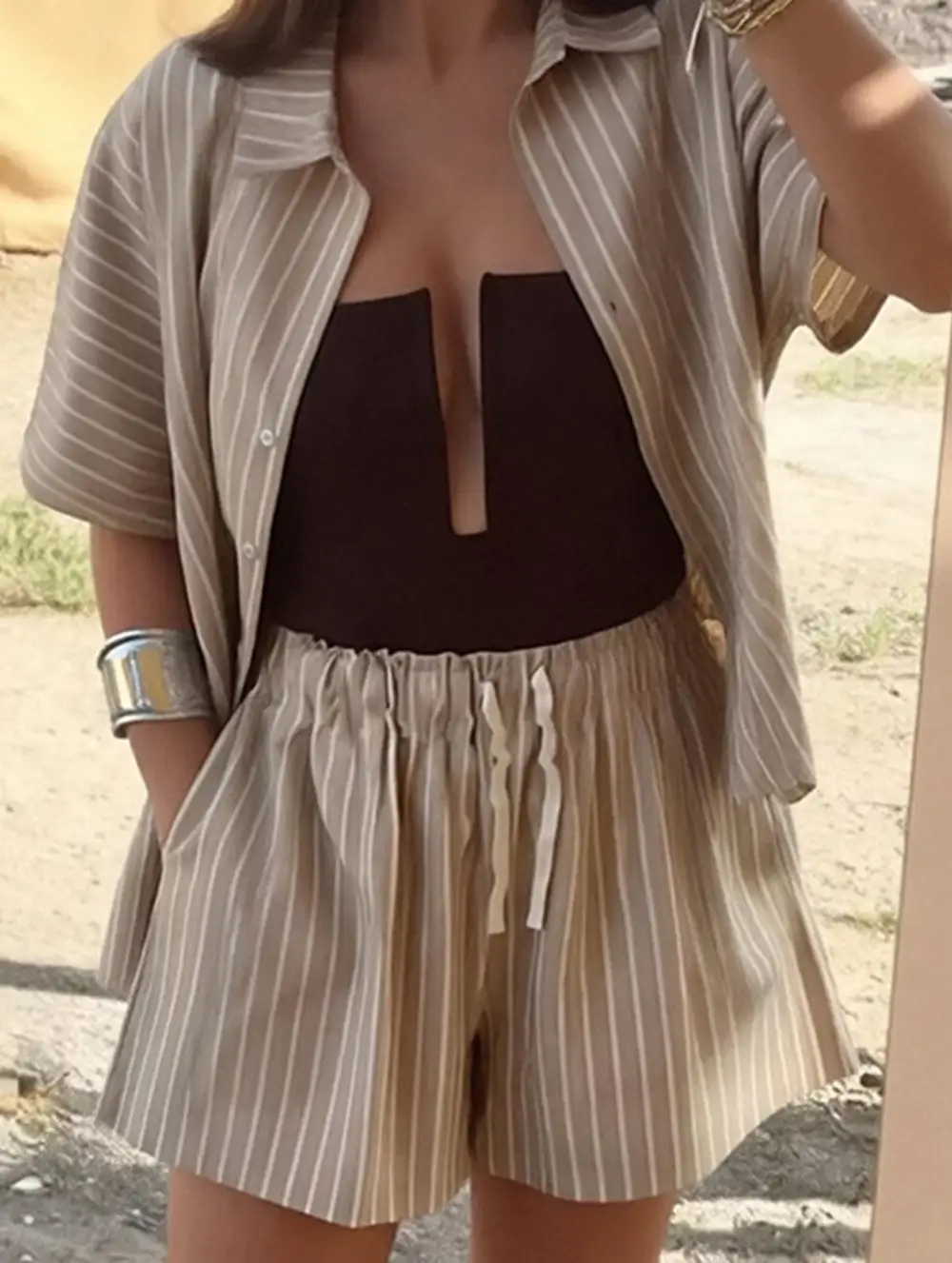Stripe Shirt Set