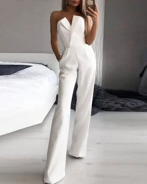 Soft V Neck Sleeveless Jumpsuit