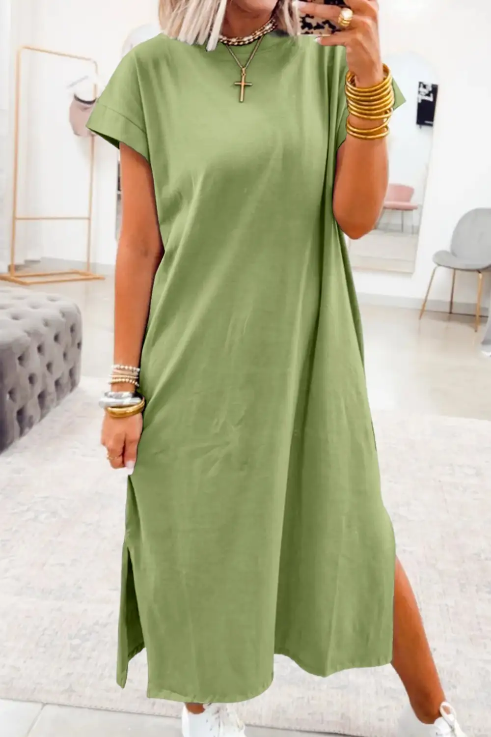 Slit Shirt Dress