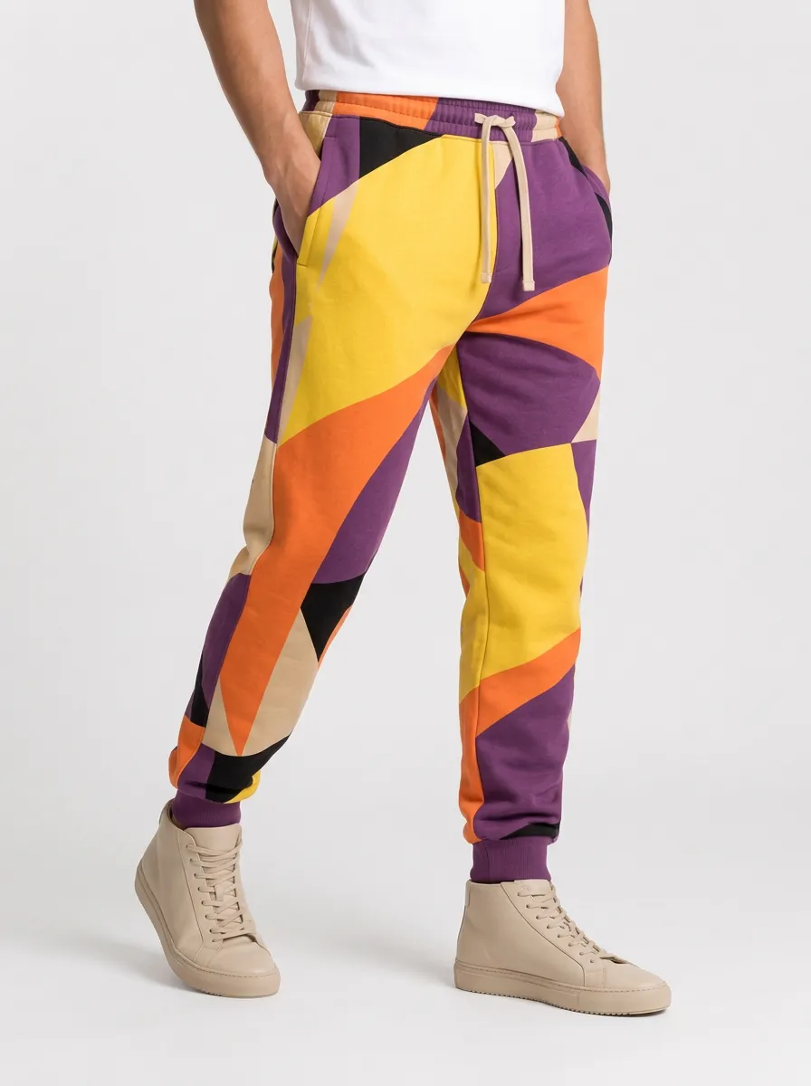 Men's Geometric Abstract Print Relaxed Jogger Pants