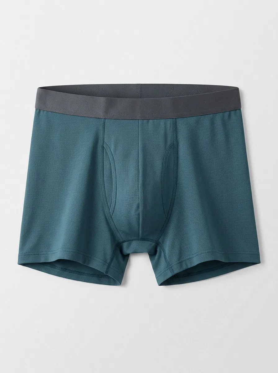 Men's Teal Solid Color Breathable Boxer Briefs