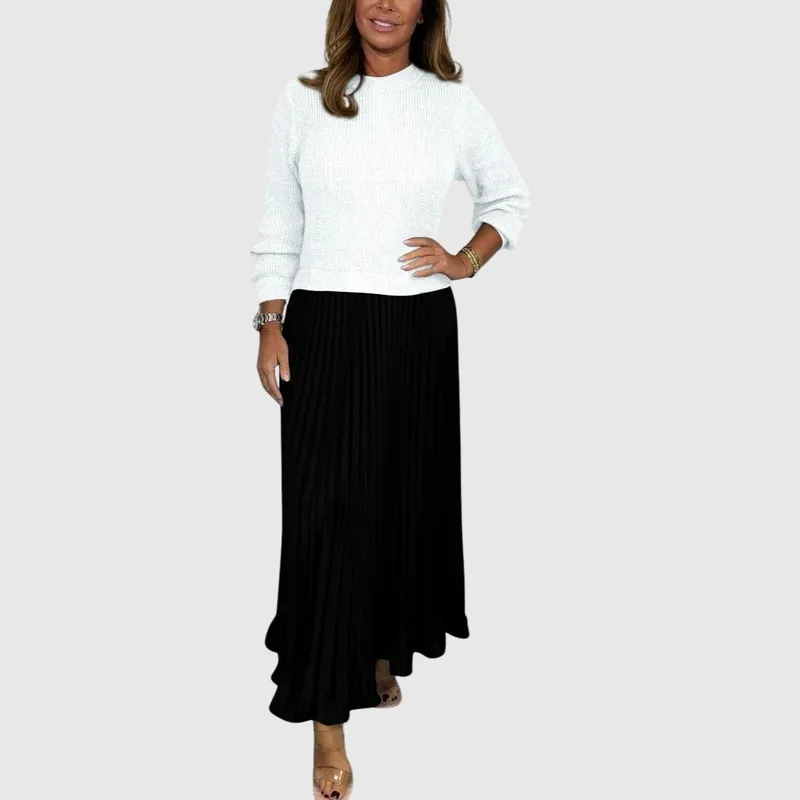Maxi Dress With Sweater & Pleated Skirt
