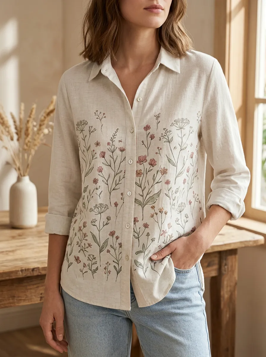 Women's Bloom Botanical Lover Wildflower Shirt