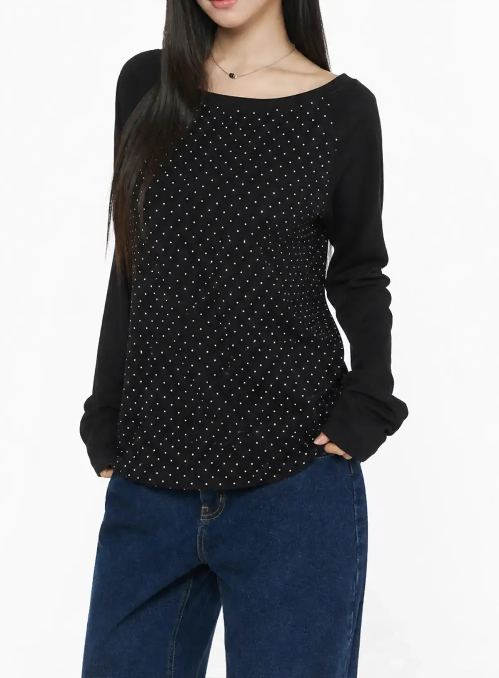 Polka Dot Raglan Long Sleeve Top