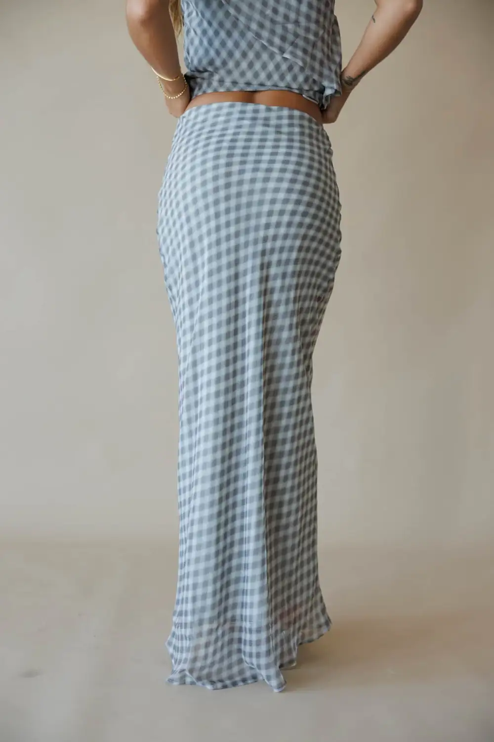 Chiffon Plaid Maxi Skirt