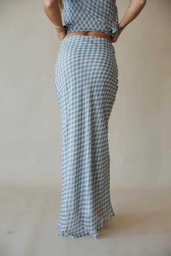 Chiffon Plaid Maxi Skirt