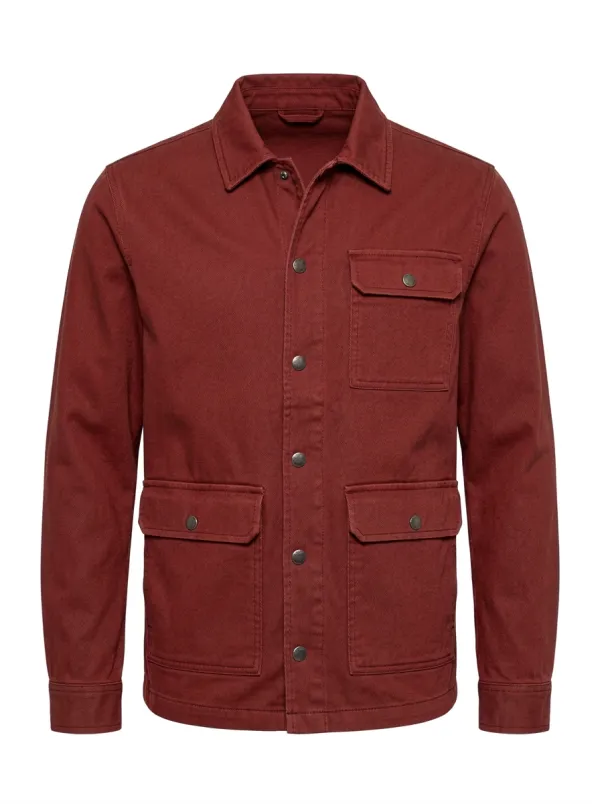 Men's Casual Utility Solid Grey Button-Up Jacket