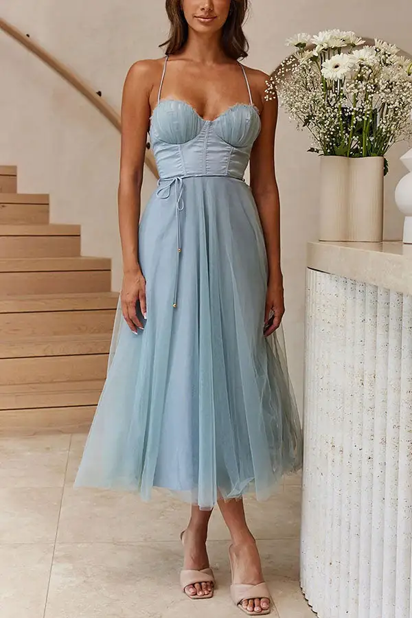 Corset Midi Dress Tulle A Line Design