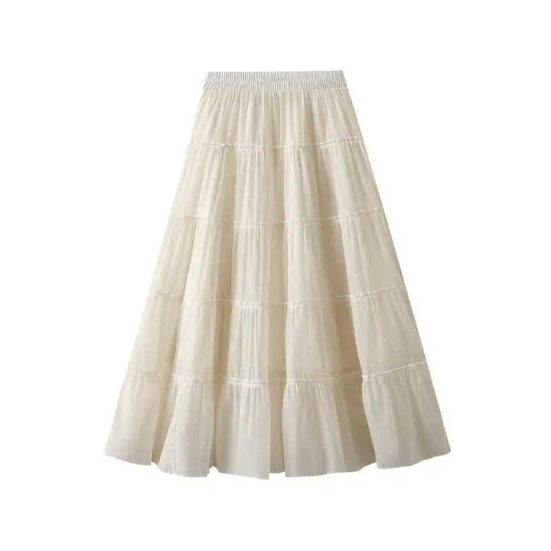 Classic Midi A-Line Pleated Ruffle Skirt