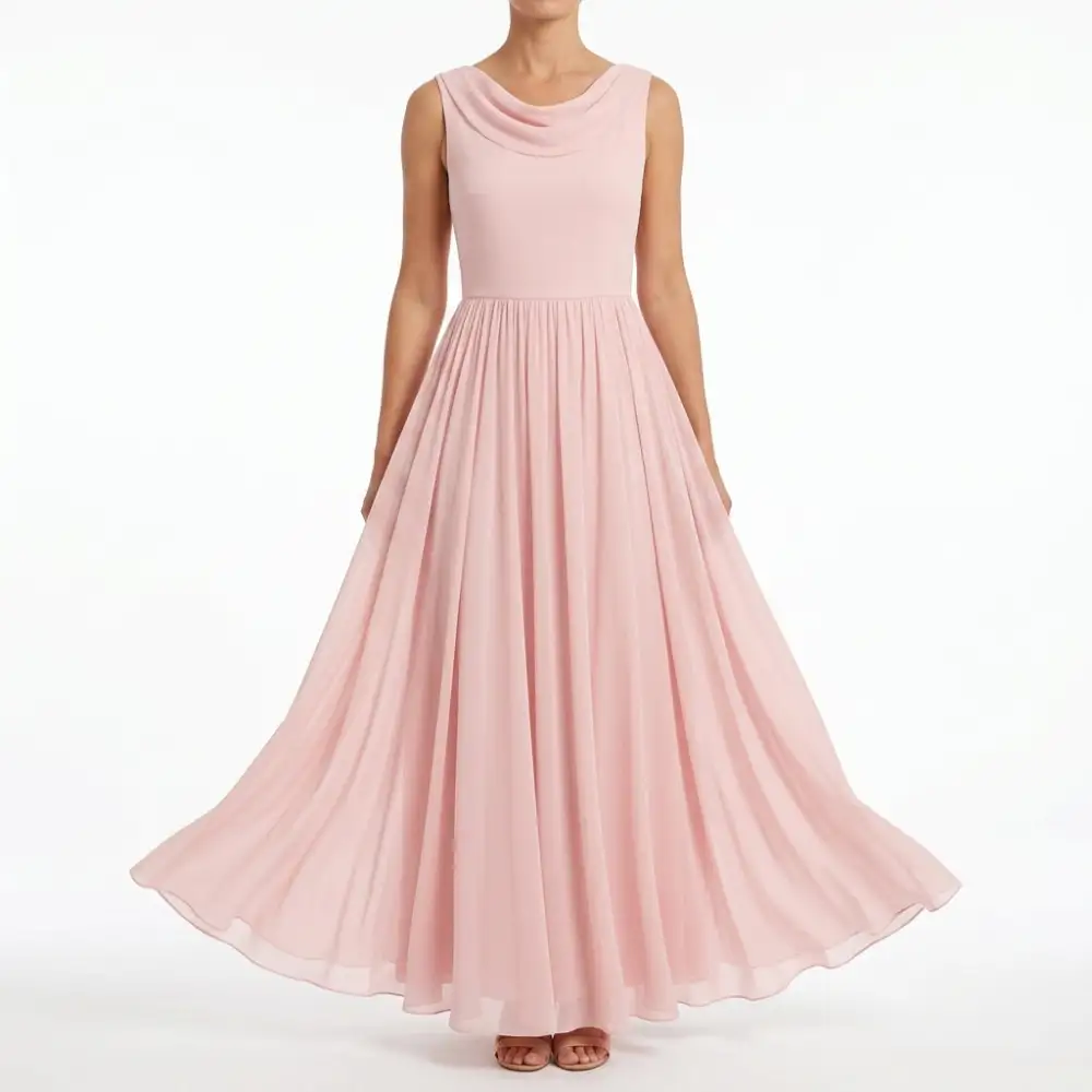 Pleated Draped Midi Dress