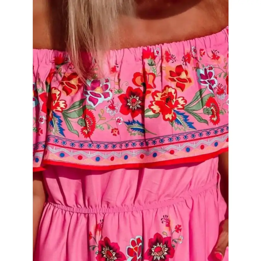 Floral Off Shoulder Ruffle Maxi Dress