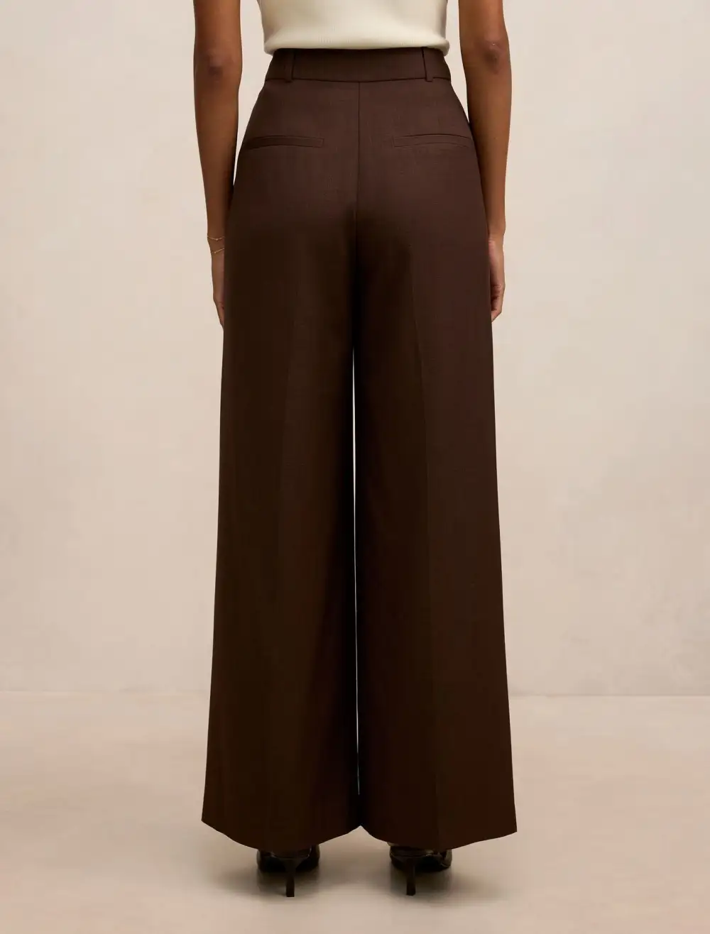 Dark Brown Petite Wide Leg Pants