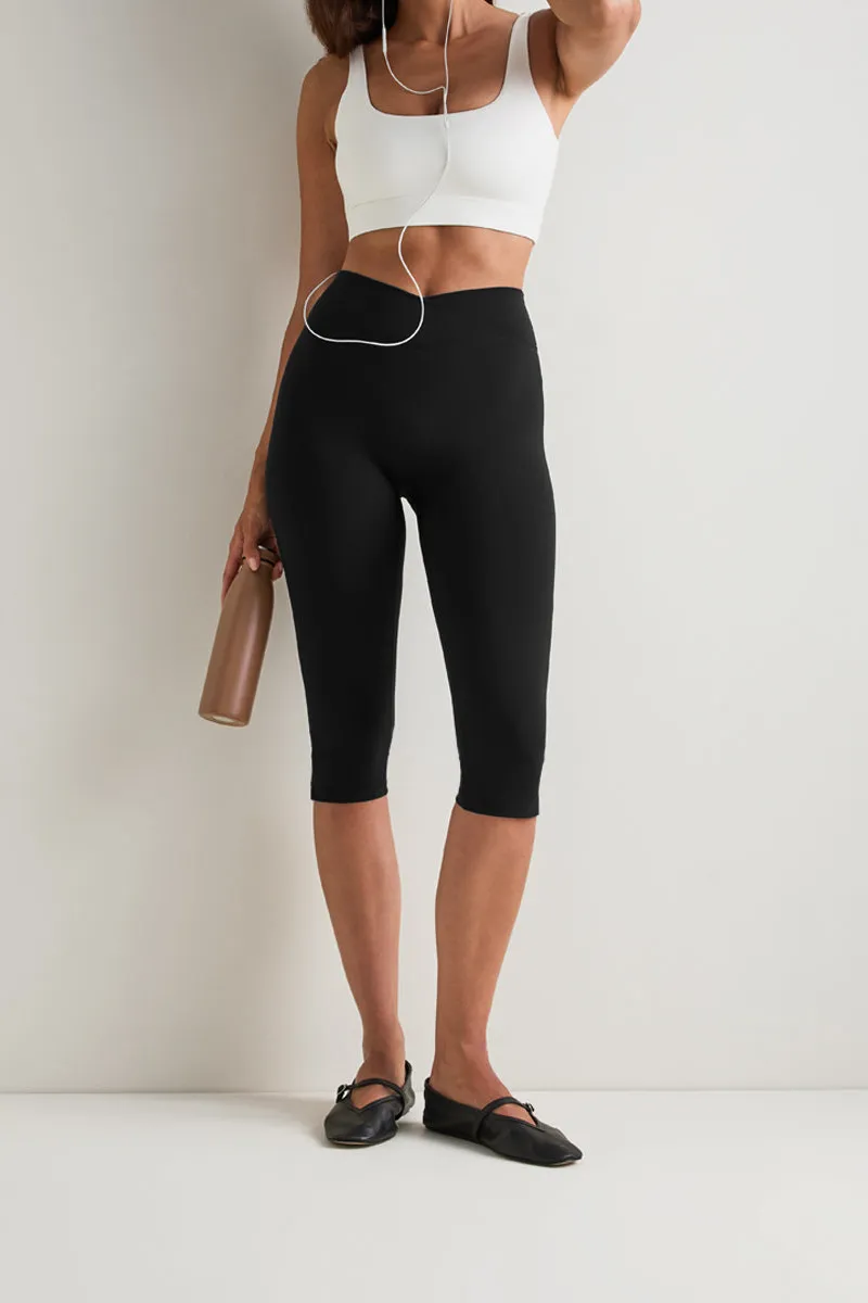 Wrap Waist Clean Front Capri Leggings