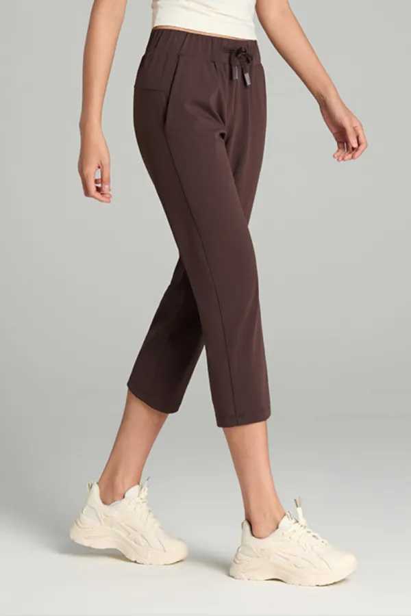 Drawstring Pocketed Running Capri Trousers