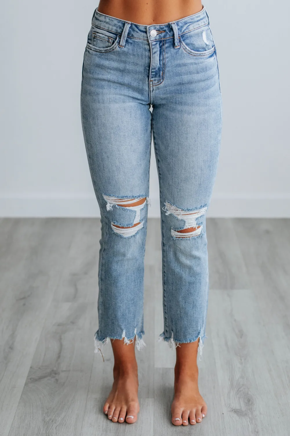 Women's High Rise Cropped Zip Fly Jeans