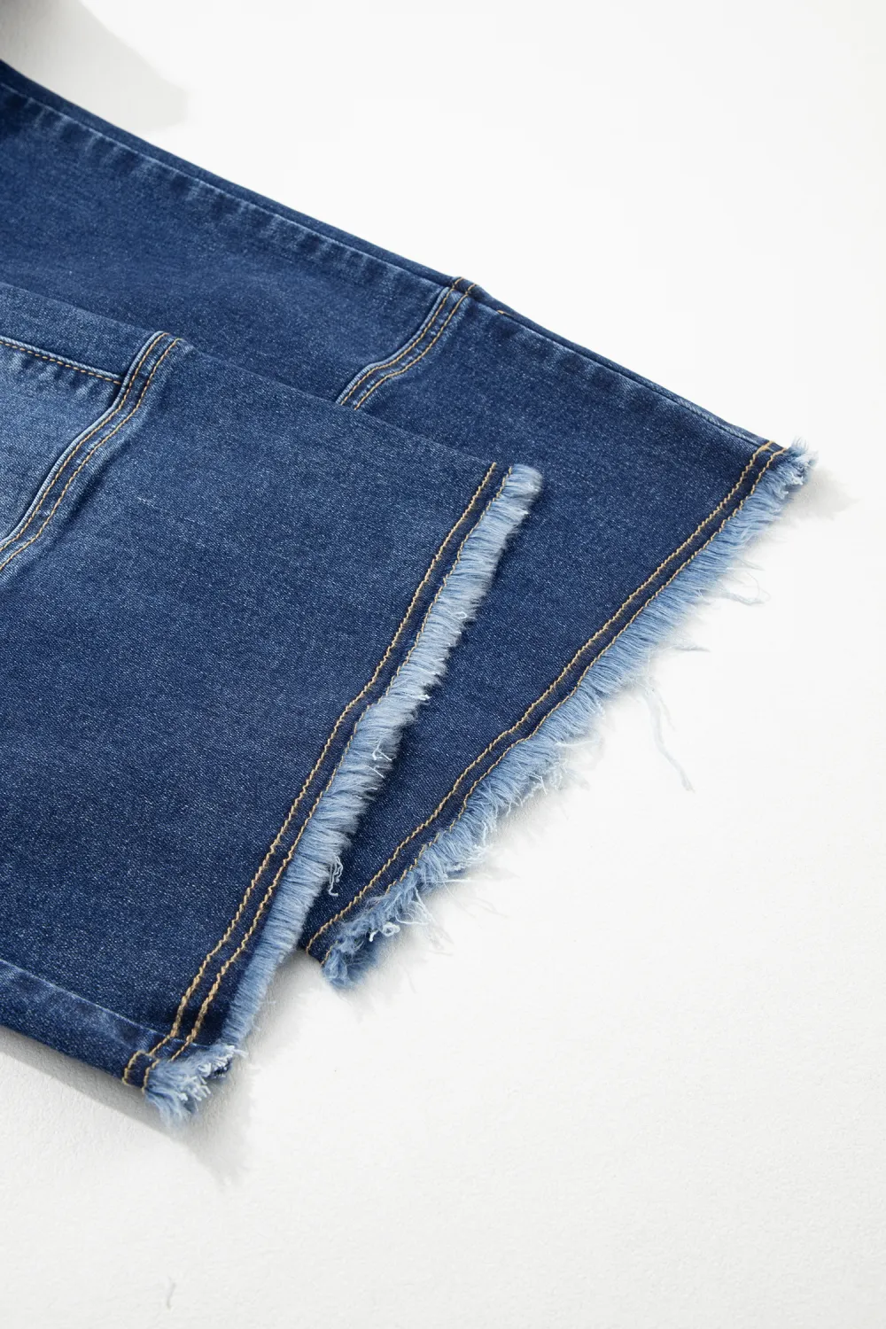 Deep Blue Drawstring Wide Leg Jeans