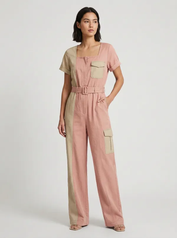 Women's Marin Utility Colorblock Belted Cargo Jumpsuit