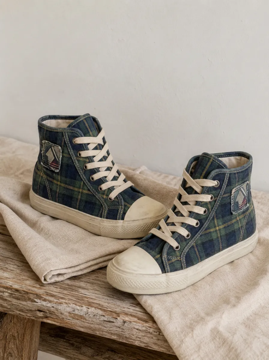 Women's Modern Vintage Plaid Tartan Pattern Patterned Canvas Shoes