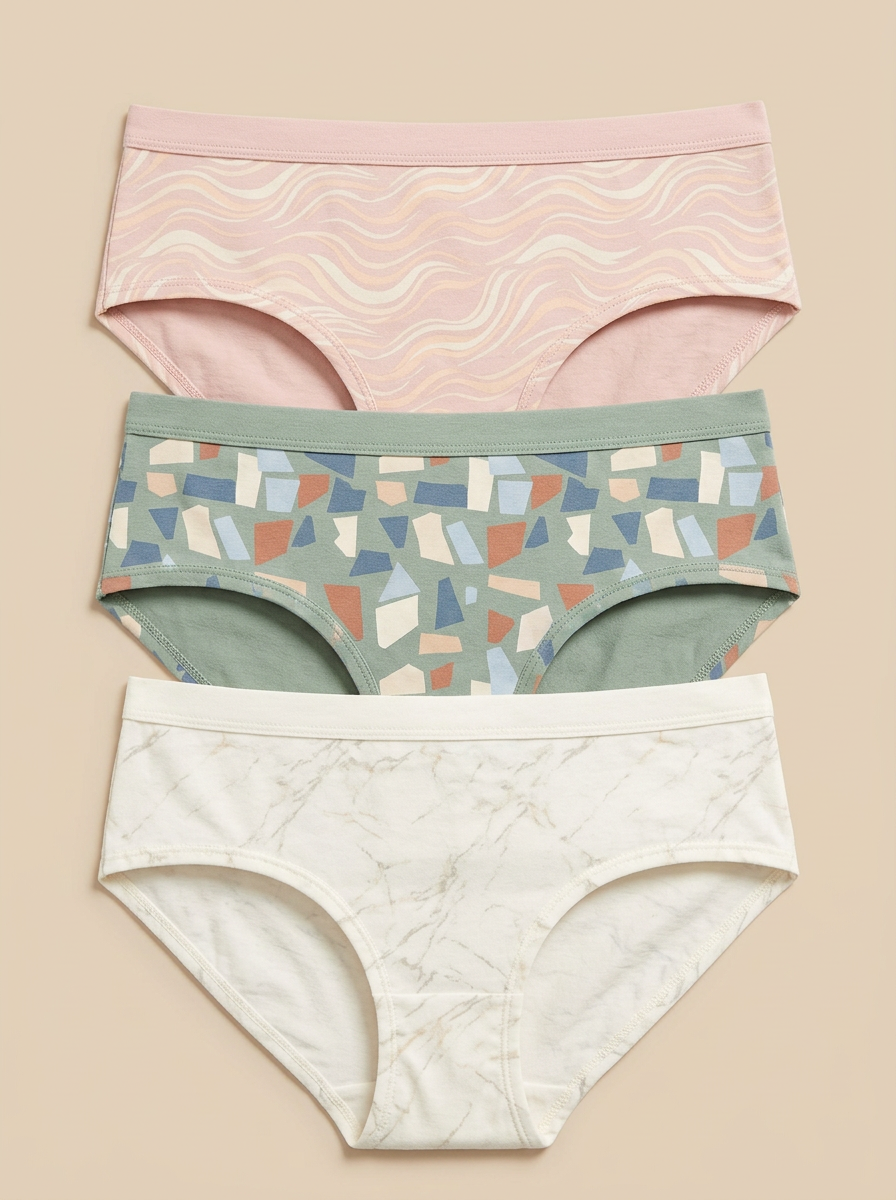 Women's Abstract Geometric Marble Three-Pack Briefs