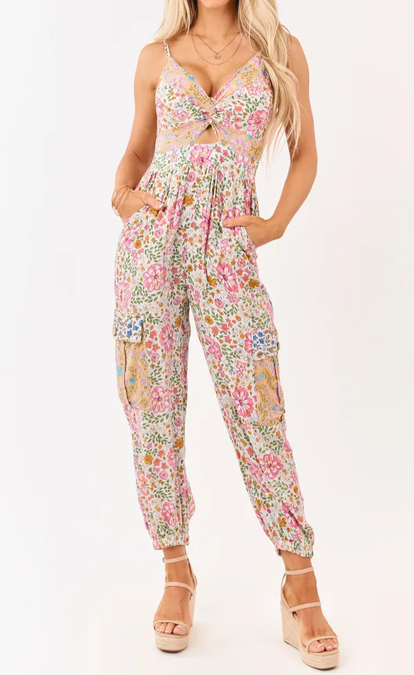 Vanilla Floral Front Twist Cargo Pocket
