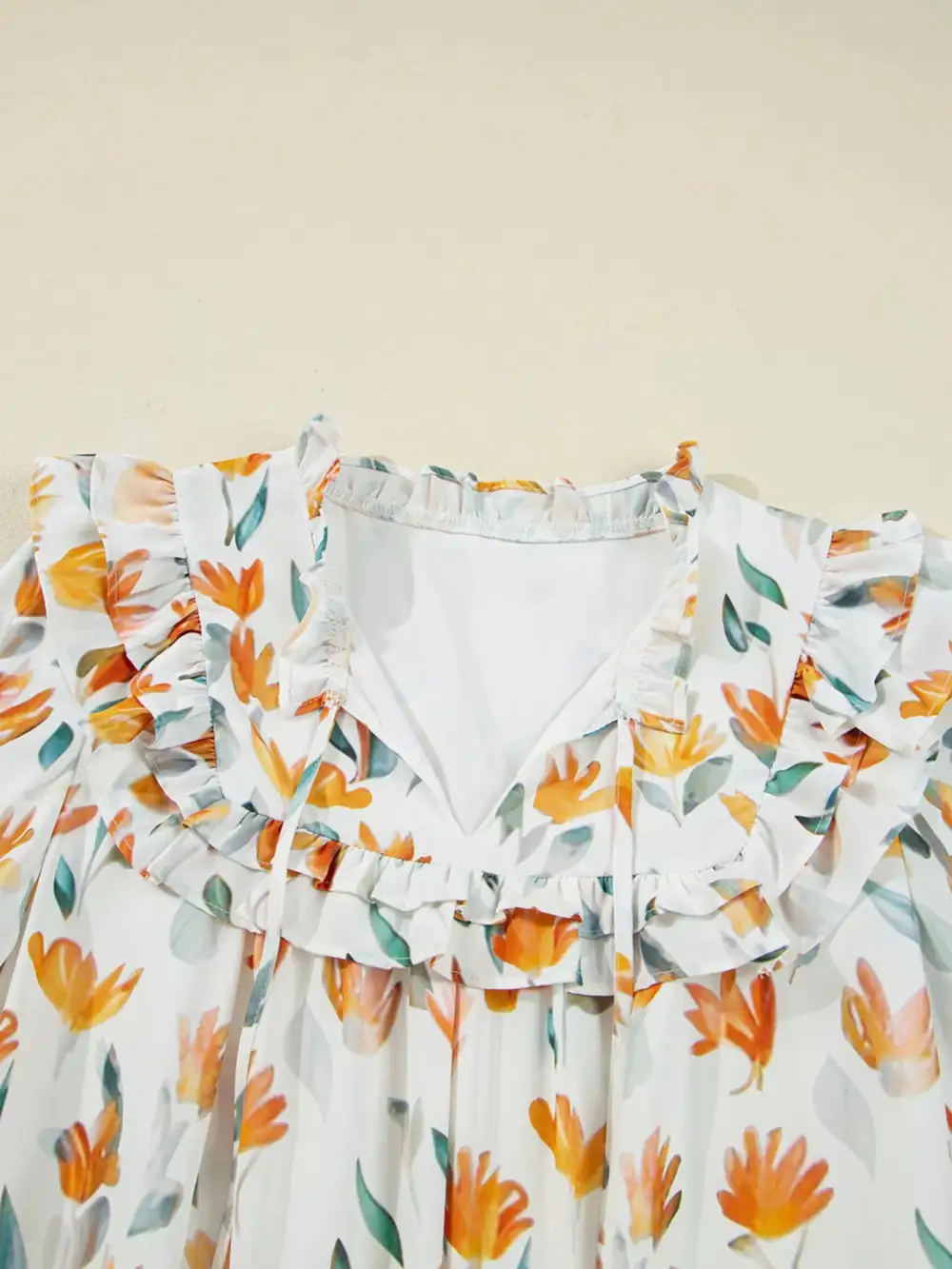 Layered Detail Floral Printed Ruffle Mini Dress