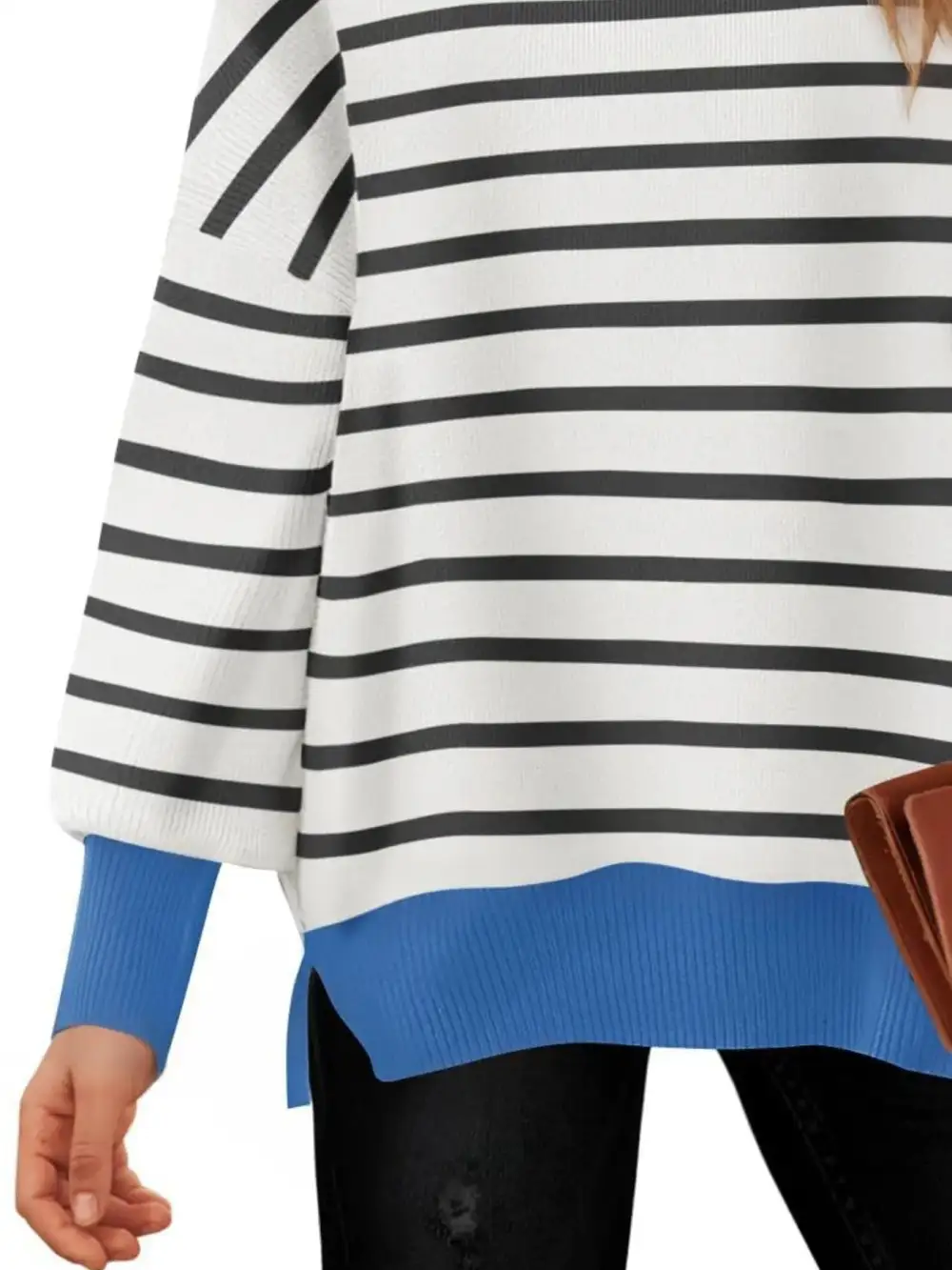 Modern Long Sleeve Round Neck Striped Sweater