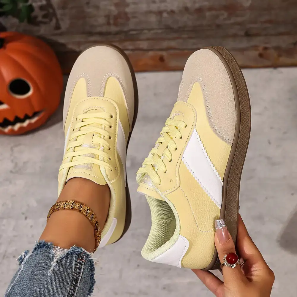 Modern Round Toe Lace-Up Sneakers