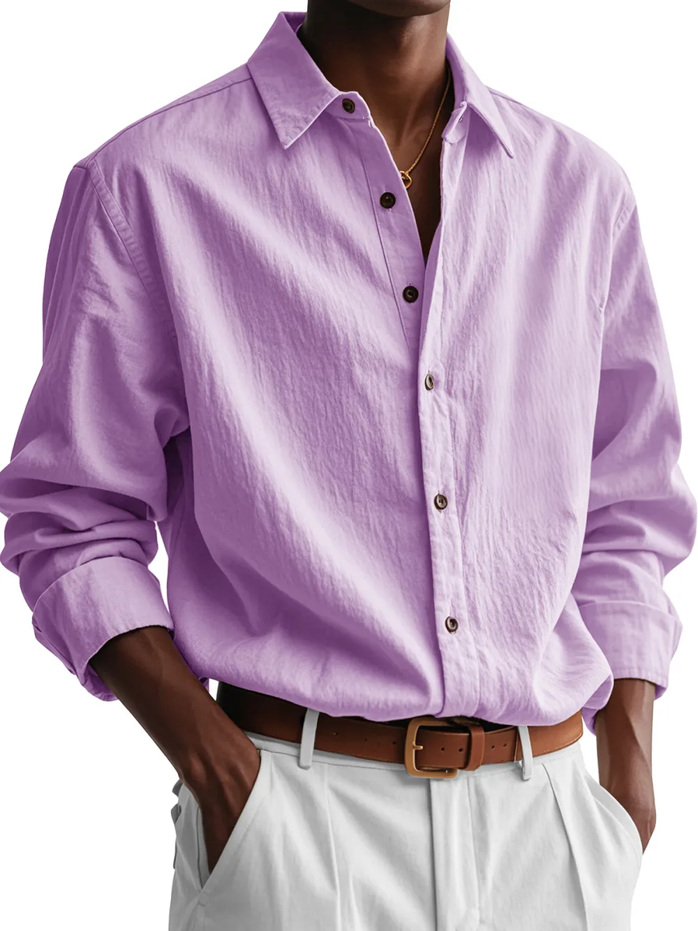 Garment Washed Pleated Front Shirt
